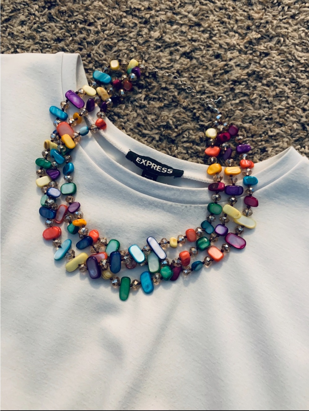 Colorful 3-Strand Beaded Necklace